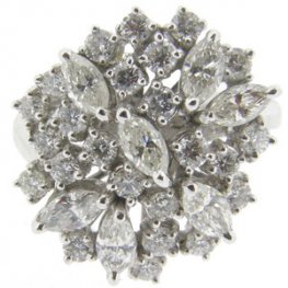 18k white gold diamond cluster ring