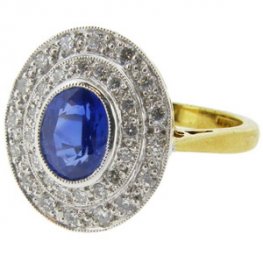 Art Deco style Sapphire and Diamond Tiered Cluster Ring