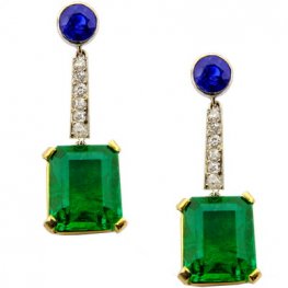 Emerald Diamond & Sapphire earrings