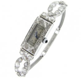 A Fine Vintage Art Deco Diamond cocktail watch Platinum