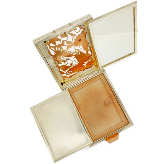 Boucheron Compact Silver Gold and Ruby Compact