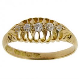 Victorian Five stone Ring Old Brilliant Cut Diamond 1889
