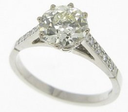 Edwardian Diamond Solitaire engagement ring weighing 1.75 carats