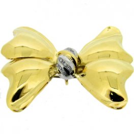 Yellow and White Gold Diamond Set Bow Brooch