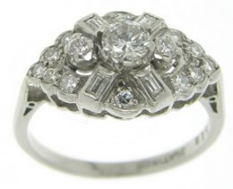 Art Deco Platinum Diamond Ring Circa 1929