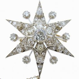Vintage Diamond Star Brooch - Late Victorian