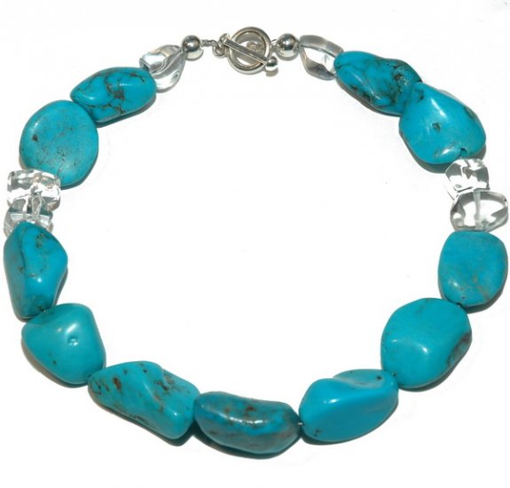 A Turquoise and Rock Crystal Necklace - Click Image to Close