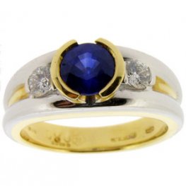 A Modern Sapphire and Diamond Trilogy Ring
