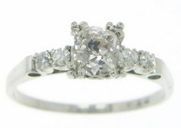 Old English Cushion Cut Diamond Engagement Ring