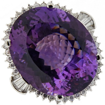 Platinum Amethyst Gemstone Ring - Click Image to Close