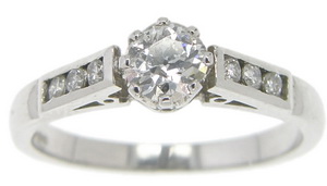 Edwardian Solitaire Diamond set in a contemporary platinum ring - Click Image to Close