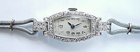 Art Deco 1930's Platinum Diamond Set Watch - Click Image to Close