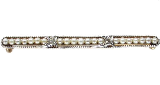 Edwardian Brooch. Pearl and Old Cut Diamond Brooch. Circa 1915 - Click Image to Close