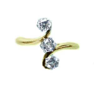Vintage Diamond Ring A Diamond Three Stone Crossover Ring - Click Image to Close