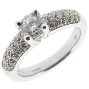 A Fine Brilliant Cut Diamond Solitaire Ring with Pave Diamonds - Click Image to Close