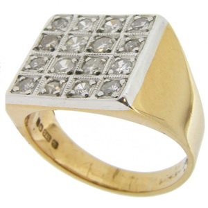 Gents diamond ring. A Gents Diamond Plaque Ring. Marked 9ct - Click Image to Close