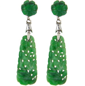 Jade earrrings The Pendant Earrings are Length 60mm approx - Click Image to Close