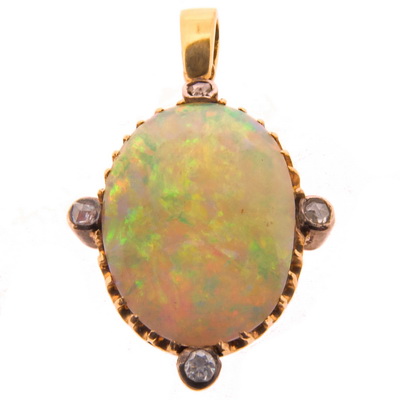 Anique Opal Diamond Pendant. An Antique Opal pendant - Click Image to Close