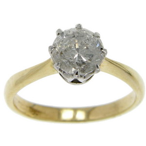 Vintage showy Diamond Solitaire ring set in 18ct Gold - Click Image to Close
