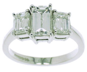 An All Emerald Cut Diamond Three Stone Ring. 1.49cts - Click Image to Close