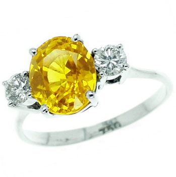 Diamond & Yellow Sapphire Ring Contemporary design - Click Image to Close