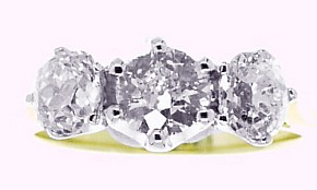 Vintage Old Brilliant Cut Diamond Three Stone Ring - Click Image to Close