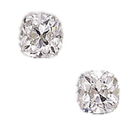 Pair of Old Cushion Cut Diamond single stone Earrings - Click Image to Close