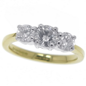 Brilliant cut diamond ring set with three round diamonds - Click Image to Close