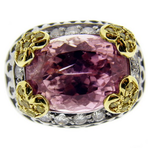 Pink Kunzite ring. A contemporary Pink Kunzite and Diamond Dress - Click Image to Close