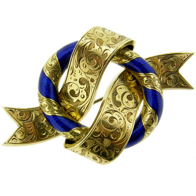 Victorian Gold and Enamel Knot Brooch - Click Image to Close