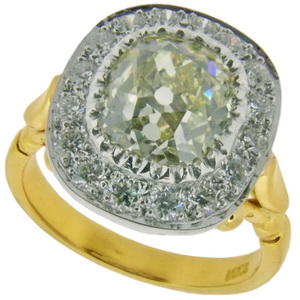 Old Cushion Cut Diamond Cluster Ring - Click Image to Close