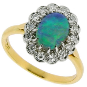 Diamond Opal Cluster Ring - Click Image to Close
