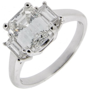 Irresistible Fine Platinum Emerald cut diamond Ring - Click Image to Close