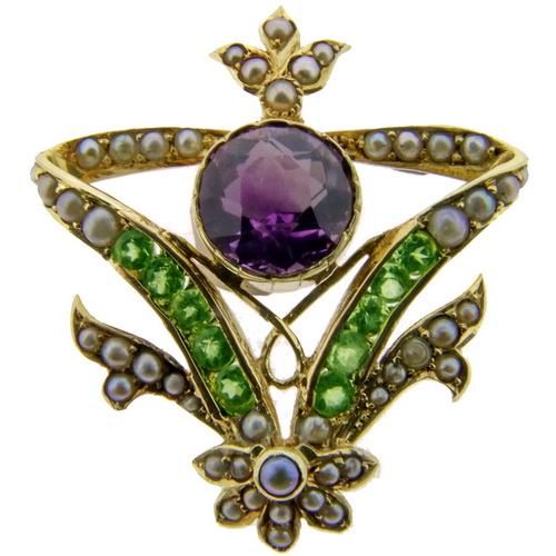 Suffragette Gemstone brooch - Click Image to Close