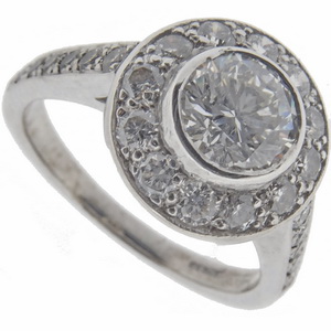 18ct white gold diamond halo cluster ring Half carat centre. - Click Image to Close