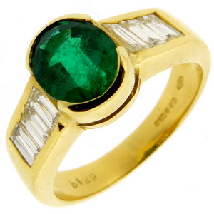 Emerald and Diamond Dress Ring - Click Image to Close