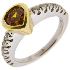 Orange Diamond Single Stone Ring - Click Image to Close