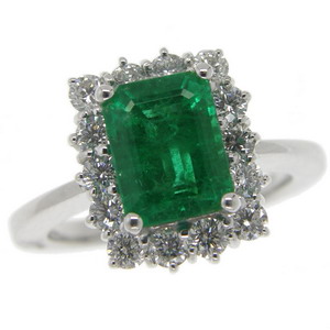 Emerald and Diamond Cluster Ring - Click Image to Close