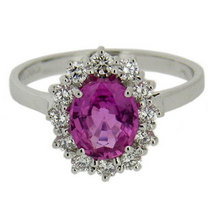 18k Oval Pink Ruby Ring - Click Image to Close