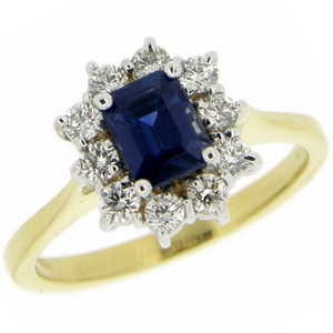 18ct Emerald cut Sapphire Ring - Click Image to Close
