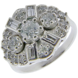 Art Deco Style Cluster Ring 1.01 carats - Click Image to Close
