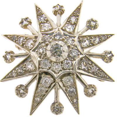 Diamond Star Brooch Victorian. - Click Image to Close