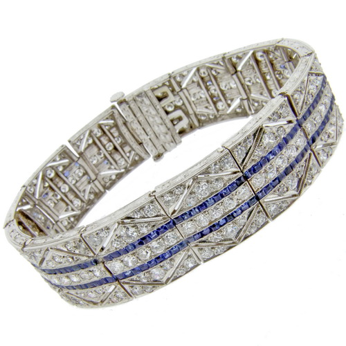 Art Deco Sapphire and Diamond Bracelet - Click Image to Close