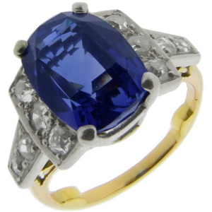 Antique Sapphire Diamond Ring - Click Image to Close