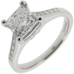 Princess Cut diamond solitaire ring 1.00cts F VVS2 - Click Image to Close