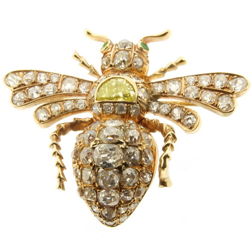An Old Cut Diamond Bumble Bee Brooch - Click Image to Close
