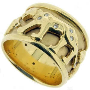 Diamond Set Panther Band Ring