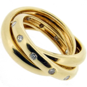 Yellow Gold Diamond set 3 Band Ring - Click Image to Close