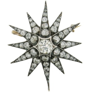 Vintage Diamond Star Brooch - Click Image to Close