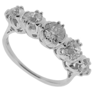 Vintage Old Cut diamond 5 stone ring - Click Image to Close